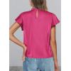 imagePRETTYGARDEN Business Casual Tops for Women Blouses Dressy 2026 Summer Short Sleeve Ruffle Satin Work Office AttireRose Red