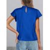 imagePRETTYGARDEN Business Casual Tops for Women Blouses Dressy 2026 Summer Short Sleeve Ruffle Satin Work Office AttireRoyal Blue