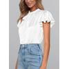 imagePRETTYGARDEN Business Casual Tops for Women Blouses Dressy 2026 Summer Short Sleeve Ruffle Satin Work Office AttireWhite