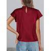imagePRETTYGARDEN Business Casual Tops for Women Blouses Dressy 2026 Summer Short Sleeve Ruffle Satin Work Office AttireWine Red