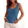 imagePRETTYGARDEN Crochet Tops for Women 2026 Resort Wear Summer Boho Sleeveless Sweater Tank Tops Beach Vacation Spring ClothesGrey Blue