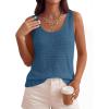 imagePRETTYGARDEN Crochet Tops for Women 2026 Resort Wear Summer Boho Sleeveless Sweater Tank Tops Beach Vacation Spring ClothesGrey Blue
