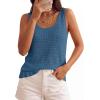 imagePRETTYGARDEN Crochet Tops for Women 2026 Resort Wear Summer Boho Sleeveless Sweater Tank Tops Beach Vacation Spring ClothesGrey Blue