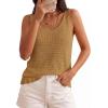 imagePRETTYGARDEN Crochet Tops for Women 2026 Resort Wear Summer Boho Sleeveless Sweater Tank Tops Beach Vacation Spring ClothesKhaki