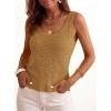 imagePRETTYGARDEN Crochet Tops for Women 2026 Resort Wear Summer Boho Sleeveless Sweater Tank Tops Beach Vacation Spring ClothesKhaki