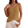 imagePRETTYGARDEN Crochet Tops for Women 2026 Resort Wear Summer Boho Sleeveless Sweater Tank Tops Beach Vacation Spring ClothesKhaki
