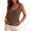 imagePRETTYGARDEN Crochet Tops for Women 2026 Resort Wear Summer Boho Sleeveless Sweater Tank Tops Beach Vacation Spring ClothesLight Brown