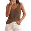 imagePRETTYGARDEN Crochet Tops for Women 2026 Resort Wear Summer Boho Sleeveless Sweater Tank Tops Beach Vacation Spring ClothesLight Brown