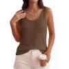 imagePRETTYGARDEN Crochet Tops for Women 2026 Resort Wear Summer Boho Sleeveless Sweater Tank Tops Beach Vacation Spring ClothesLight Brown