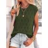 imagePRETTYGARDEN Crochet Tops for Women 2026 Summer Sweater Vest Knit Cap Sleeve Hollow Out Tank Coverup Spring Fashion ClothingArmy Green