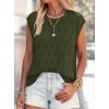 imagePRETTYGARDEN Crochet Tops for Women 2026 Summer Sweater Vest Knit Cap Sleeve Hollow Out Tank Coverup Spring Fashion ClothingArmy Green