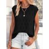 imagePRETTYGARDEN Crochet Tops for Women 2026 Summer Sweater Vest Knit Cap Sleeve Hollow Out Tank Coverup Spring Fashion ClothingBlack