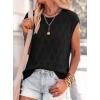 imagePRETTYGARDEN Crochet Tops for Women 2026 Summer Sweater Vest Knit Cap Sleeve Hollow Out Tank Coverup Spring Fashion ClothingBlack