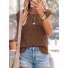 imagePRETTYGARDEN Crochet Tops for Women 2026 Summer Sweater Vest Knit Cap Sleeve Hollow Out Tank Coverup Spring Fashion ClothingBrown