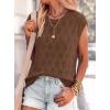 imagePRETTYGARDEN Crochet Tops for Women 2026 Summer Sweater Vest Knit Cap Sleeve Hollow Out Tank Coverup Spring Fashion ClothingBrown