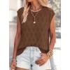 imagePRETTYGARDEN Crochet Tops for Women 2026 Summer Sweater Vest Knit Cap Sleeve Hollow Out Tank Coverup Spring Fashion ClothingBrown