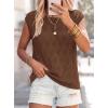 imagePRETTYGARDEN Crochet Tops for Women 2026 Summer Sweater Vest Knit Cap Sleeve Hollow Out Tank Coverup Spring Fashion ClothingBrown