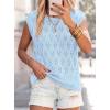 imagePRETTYGARDEN Crochet Tops for Women 2026 Summer Sweater Vest Knit Cap Sleeve Hollow Out Tank Coverup Spring Fashion ClothingLight Blue