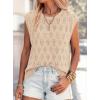 imagePRETTYGARDEN Crochet Tops for Women 2026 Summer Sweater Vest Knit Cap Sleeve Hollow Out Tank Coverup Spring Fashion ClothingLight Khaki
