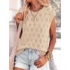 imagePRETTYGARDEN Crochet Tops for Women 2026 Summer Sweater Vest Knit Cap Sleeve Hollow Out Tank Coverup Spring Fashion ClothingLight Khaki