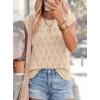 imagePRETTYGARDEN Crochet Tops for Women 2026 Summer Sweater Vest Knit Cap Sleeve Hollow Out Tank Coverup Spring Fashion ClothingLight Khaki