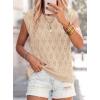 imagePRETTYGARDEN Crochet Tops for Women 2026 Summer Sweater Vest Knit Cap Sleeve Hollow Out Tank Coverup Spring Fashion ClothingLight Khaki