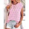 imagePRETTYGARDEN Crochet Tops for Women 2026 Summer Sweater Vest Knit Cap Sleeve Hollow Out Tank Coverup Spring Fashion ClothingLight Pink