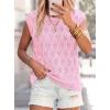 imagePRETTYGARDEN Crochet Tops for Women 2026 Summer Sweater Vest Knit Cap Sleeve Hollow Out Tank Coverup Spring Fashion ClothingLight Pink