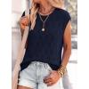 imagePRETTYGARDEN Crochet Tops for Women 2026 Summer Sweater Vest Knit Cap Sleeve Hollow Out Tank Coverup Spring Fashion ClothingNavy Blue