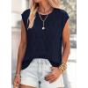 imagePRETTYGARDEN Crochet Tops for Women 2026 Summer Sweater Vest Knit Cap Sleeve Hollow Out Tank Coverup Spring Fashion ClothingNavy Blue
