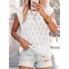 imagePRETTYGARDEN Crochet Tops for Women 2026 Summer Sweater Vest Knit Cap Sleeve Hollow Out Tank Coverup Spring Fashion ClothingWhite