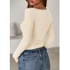 imagePRETTYGARDEN Long Sleeve Shirts for Women 2026 Fall Boat Neck Ribbed Knit Ruched Spring Going Out Tops Casual Basic TeesBeige