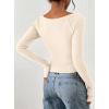 imagePRETTYGARDEN Long Sleeve Shirts for Women 2026 Fall Ruched Sides Boat Neck Basic Tee Casual Fitted Ribbed Knit Crop TopsBeige