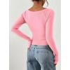 imagePRETTYGARDEN Long Sleeve Shirts for Women 2026 Fall Ruched Sides Boat Neck Basic Tee Casual Fitted Ribbed Knit Crop TopsLight Pink