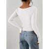 imagePRETTYGARDEN Long Sleeve Shirts for Women 2026 Fall Ruched Sides Boat Neck Basic Tee Casual Fitted Ribbed Knit Crop TopsWhite