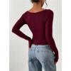 imagePRETTYGARDEN Long Sleeve Shirts for Women 2026 Fall Ruched Sides Boat Neck Basic Tee Casual Fitted Ribbed Knit Crop TopsWine Red