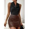 imagePRETTYGARDEN Silk Satin Halter Tops for Women Summer 2026 Cowl Neck Tie Back Going Out Sleeveless Business Casual Tank TopBlack