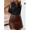 imagePRETTYGARDEN Silk Satin Halter Tops for Women Summer 2026 Cowl Neck Tie Back Going Out Sleeveless Business Casual Tank TopBlack