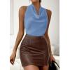 imagePRETTYGARDEN Silk Satin Halter Tops for Women Summer 2026 Cowl Neck Tie Back Going Out Sleeveless Business Casual Tank TopBlue