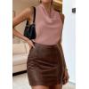 imagePRETTYGARDEN Silk Satin Halter Tops for Women Summer 2026 Cowl Neck Tie Back Going Out Sleeveless Business Casual Tank TopPink