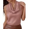imagePRETTYGARDEN Silk Satin Halter Tops for Women Summer 2026 Cowl Neck Tie Back Going Out Sleeveless Business Casual Tank TopPink