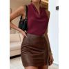 imagePRETTYGARDEN Silk Satin Halter Tops for Women Summer 2026 Cowl Neck Tie Back Going Out Sleeveless Business Casual Tank TopWine Red