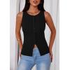imagePRETTYGARDEN Sleeveless Button Down Shirts for Women Summer 2026 Going Out Ribbed Knit Tank Tops Y2K Clothes Trendy Vest TopsBlack
