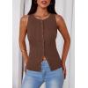 imagePRETTYGARDEN Sleeveless Button Down Shirts for Women Summer 2026 Going Out Ribbed Knit Tank Tops Y2K Clothes Trendy Vest TopsBrown