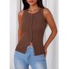imagePRETTYGARDEN Sleeveless Button Down Shirts for Women Summer 2026 Going Out Ribbed Knit Tank Tops Y2K Clothes Trendy Vest TopsBrown