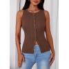 imagePRETTYGARDEN Sleeveless Button Down Shirts for Women Summer 2026 Going Out Ribbed Knit Tank Tops Y2K Clothes Trendy Vest TopsBrown