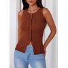 imagePRETTYGARDEN Sleeveless Button Down Shirts for Women Summer 2026 Going Out Ribbed Knit Tank Tops Y2K Clothes Trendy Vest TopsCaramel