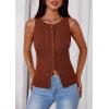 imagePRETTYGARDEN Sleeveless Button Down Shirts for Women Summer 2026 Going Out Ribbed Knit Tank Tops Y2K Clothes Trendy Vest TopsCaramel