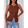imagePRETTYGARDEN Sleeveless Button Down Shirts for Women Summer 2026 Going Out Ribbed Knit Tank Tops Y2K Clothes Trendy Vest TopsCaramel