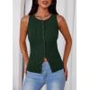 imagePRETTYGARDEN Sleeveless Button Down Shirts for Women Summer 2026 Going Out Ribbed Knit Tank Tops Y2K Clothes Trendy Vest TopsDark Green